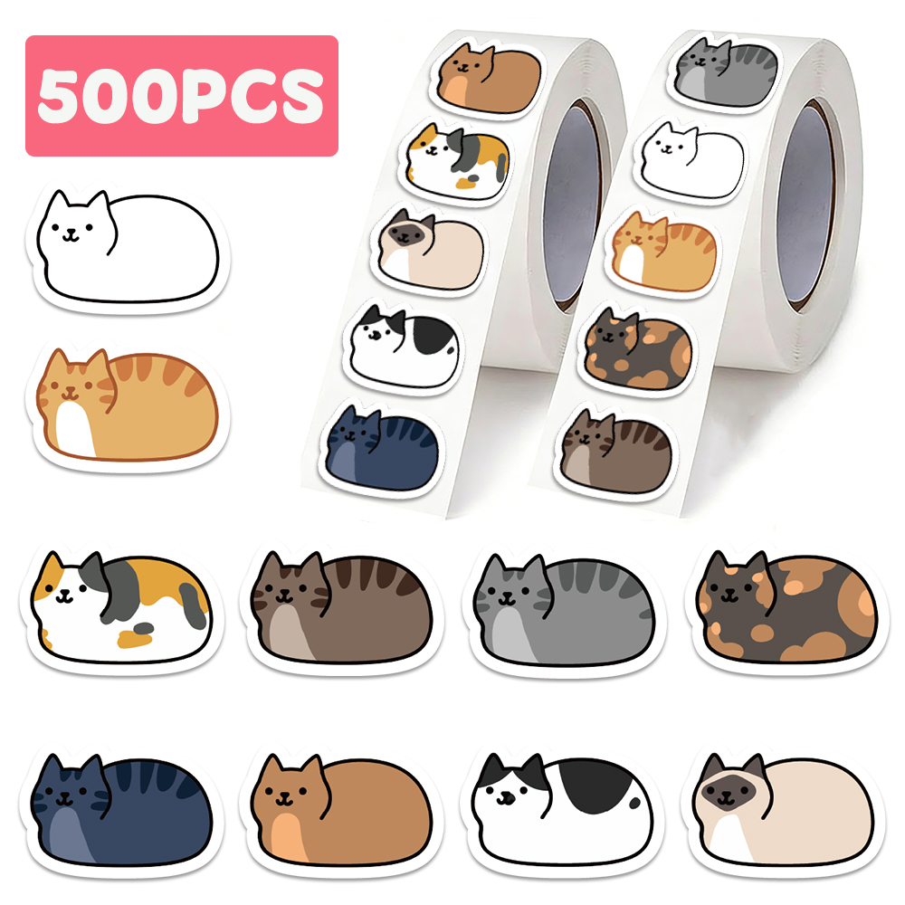 500pcs Cute Cat Sticker Cartoo - Laptop Accessories Aesthetic ulasan dan harga