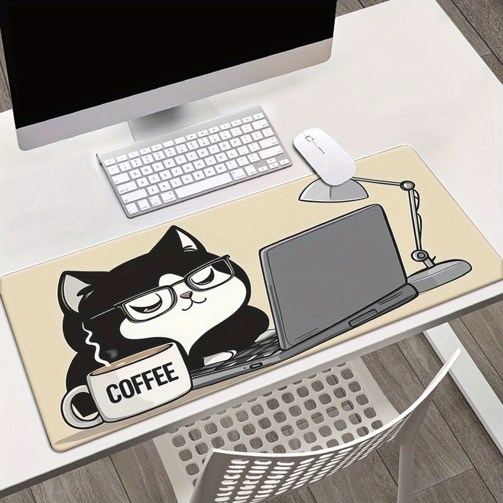 Cute Coffee Cat Working On Lap - Laptop Accessories Officeworks ulasan dan harga