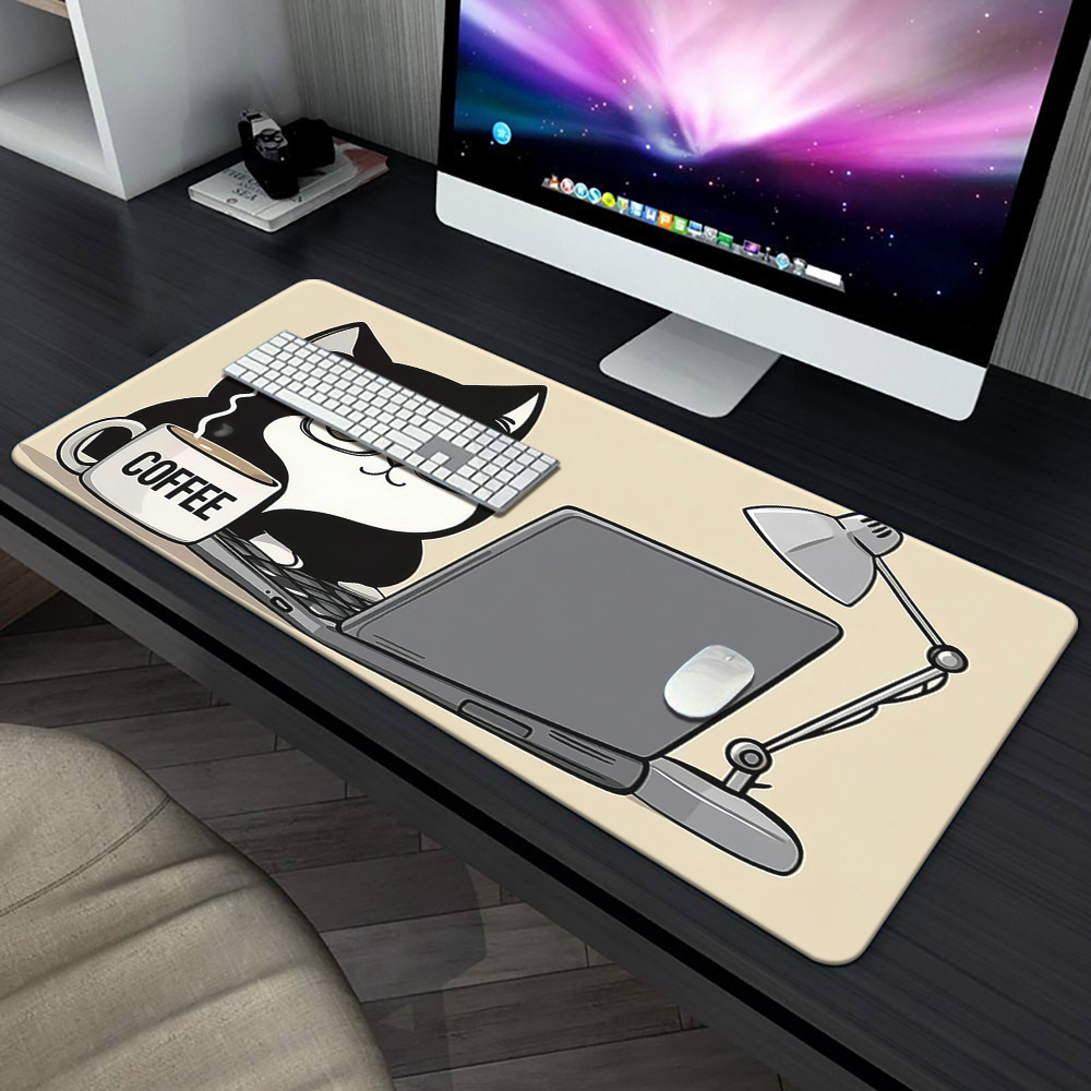 Cute Coffee Cat Working On Lap - Laptop Accessories Officeworks ulasan dan harga