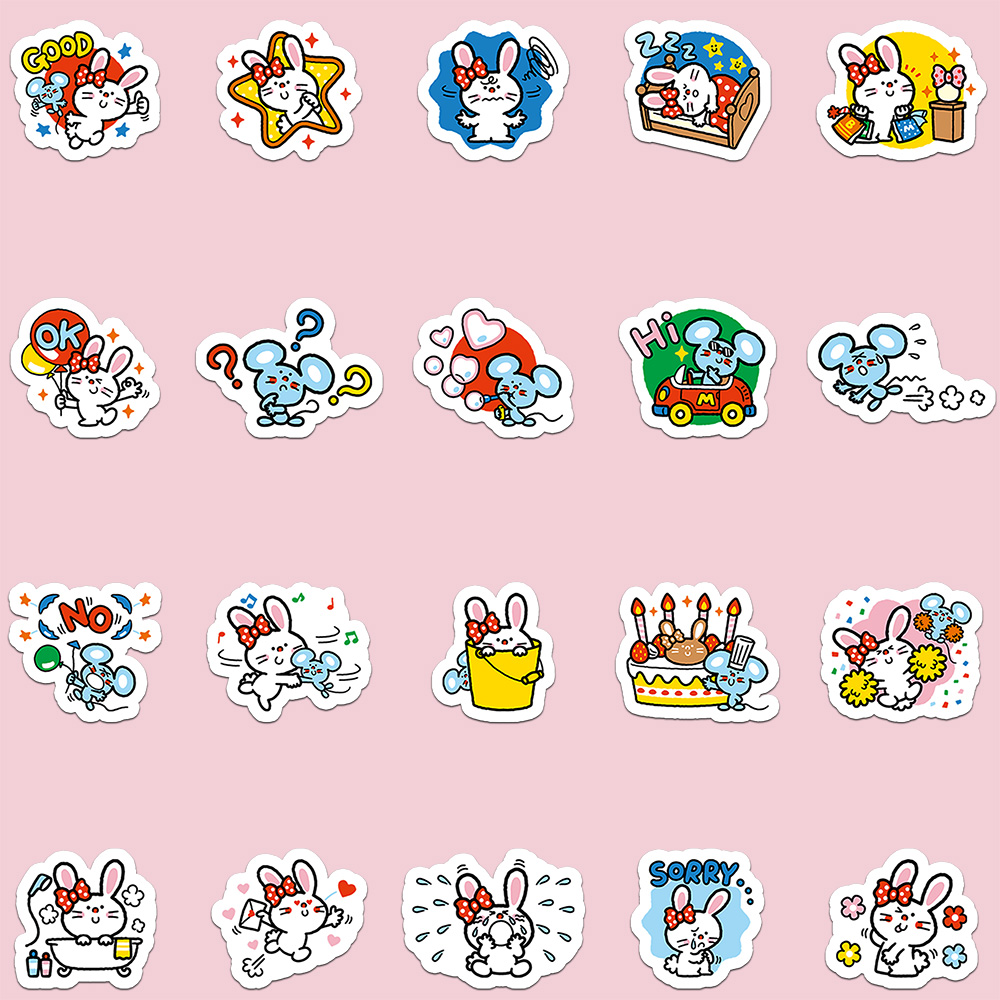 40pcs Cute Cartoon BUNNY & MAT - Laptop Accessories Aesthetic ulasan dan harga